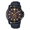 Casio Dress Classic Minimalistic Analog Watch 'black Burgundy Gold' In Blue