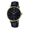Casio Dress Large Gold Black Quartz Watch Navy Blue Dark Blue Analog