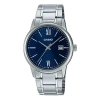 Casio Dress Minimalistic Retro Analog Watch 'silver Navy' In Blue