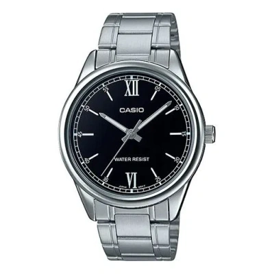Casio Dress Minimalistic Stainless Steel Analog Watch 'black Silver' In Metallic