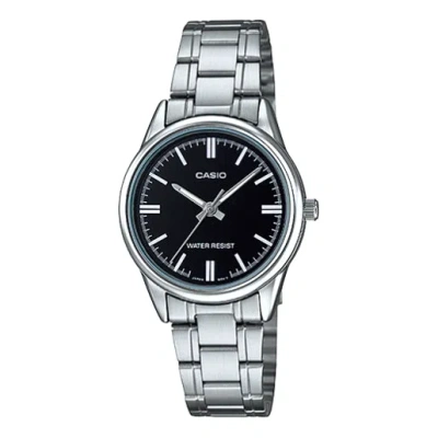 Casio Dress Series Black Waterproof Quartz 34mm 28.2mm Stainless Steel Strap Watch In Metallic