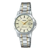 Casio Dress Series Classic Pointerstainless Steel Strap Golden Quartz Waterproof Gold Dial Gold Anal In Metallic