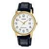 Casio Dress Series Quartz Black/white Black Strap Black Analog In Gold