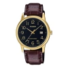 Casio Dress Series Quartz Mtp-v002gl-1b /black Brown Analog In Burgundy