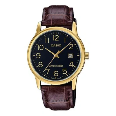 Casio Dress Series Quartz Mtp-v002gl-1b /black Brown Analog In Burgundy