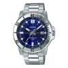 Casio Dressseries Business Men'ses Silver/blue Stainless Steel Strap Mens Silverblue Analog In Metallic