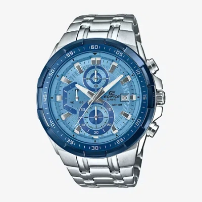 Casio Ediface Mens Silver Tone Stainless Steel Bracelet Watch Efr539de-2av In Blue