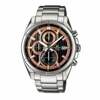 Pre-owned Casio Edifice 1/10 Second Chronograph Mineral Glass Black And Brown Efr-532d-1a5