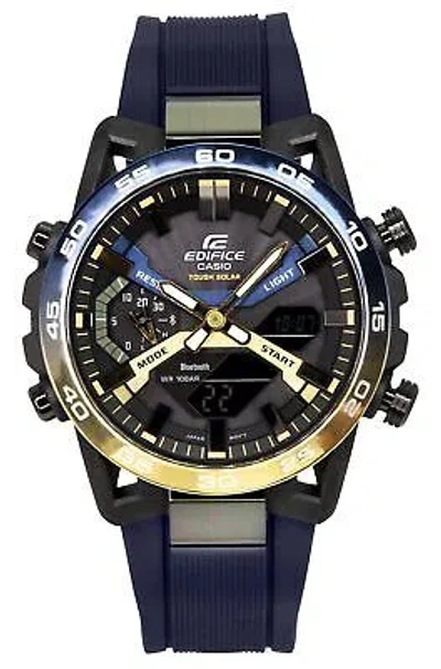 Pre-owned Casio Edifice Black Dial Tough Solar Sports 100m Men's Watch Ecb-2000np-1a