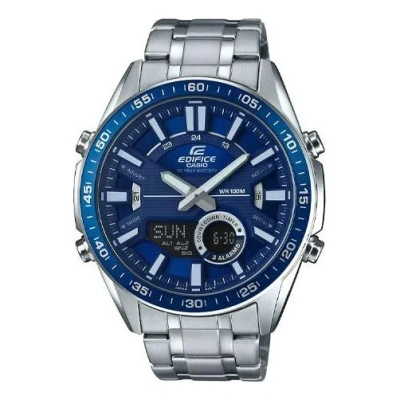 Casio Edifice Blue Dial Mens Blue Analog/digital Combo In Metallic