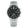 Casio Edifice Classic Solar Powered Analog Watch 'black Steel Silver' In Metallic