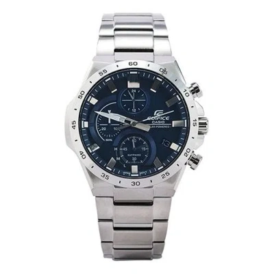 Casio Edifice Classic Solar Powered Analog Watch 'blue Sapphire Crystal' In Metallic