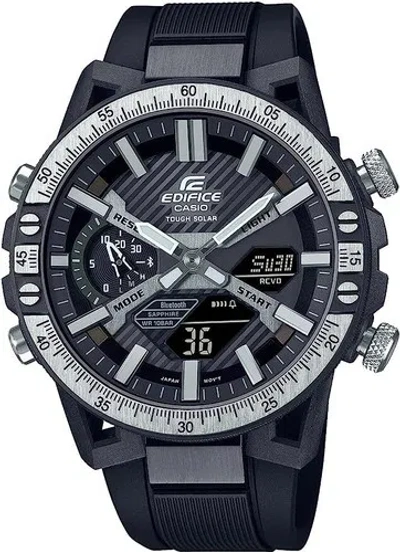 Pre-owned Casio Edifice Ecb-2000ytp-1ajf Sospensione Chrono Solar Bk Bluetooth Men Watch