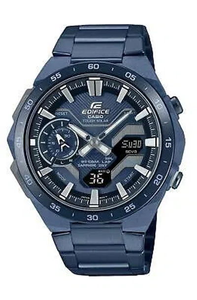 Pre-owned Casio Edifice Ecb-2200ycb-2ajf Windflow Cool Blue Edition Bluetooth Men Watch