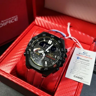 Pre-owned Casio Edifice X Honda Racing Limited Edition Bluetooth Mobile Watch Ecb-10hr-1a