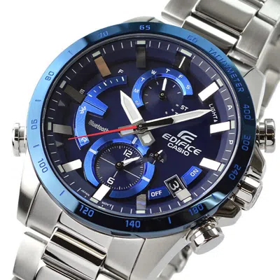 Pre-owned Casio Edifice Eqb-900db-2ajf Chronograph Bluetooth Solar Watch Blue Dial 45.8mm