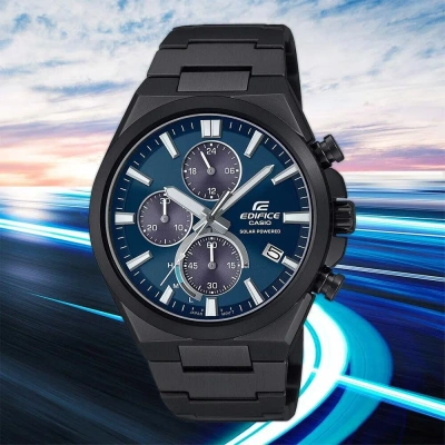 Pre-owned Casio Edifice Eqs-950dc-2a Solar Power Chronograph Black Analog Men Sporty Watch