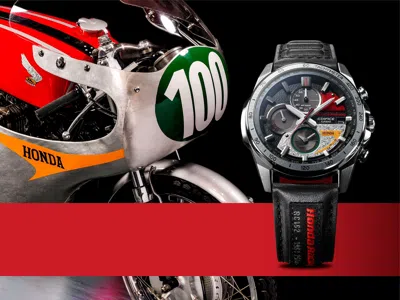 Pre-owned Casio Edifice Eqw-a2000hr-1ajr Honda Racing Limited Edition Radio Solar Watch