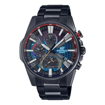 Casio Edifice Gradient Series Casual Retro Fashion Solar Powered Classic Three Eyes Dial Watch Analo In Black
