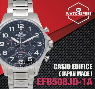 Pre-owned Casio Edifice (japan Made) Chronograph Stainless Steel Band Watch Efb-508jd-1a