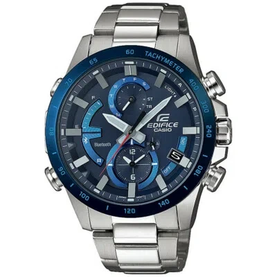 Pre-owned Casio Edifice Men's Wristwatch With Blue Dial Watch Eqb501db-2a