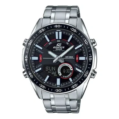 Casio Edifice Mens Black Analog/digital Combo In Silver