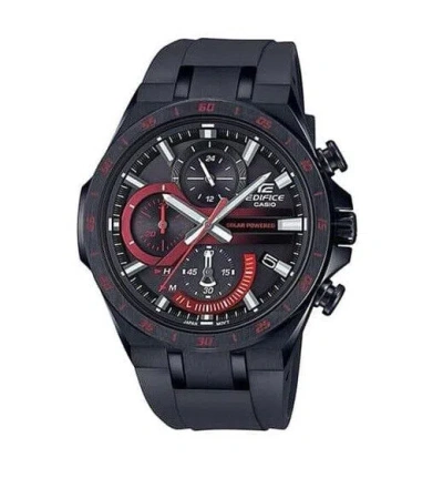 Pre-owned Casio Edifice Mineral Crystal Buckle Clasp Black Ip Stainless Steel Eqs-920pb-1a