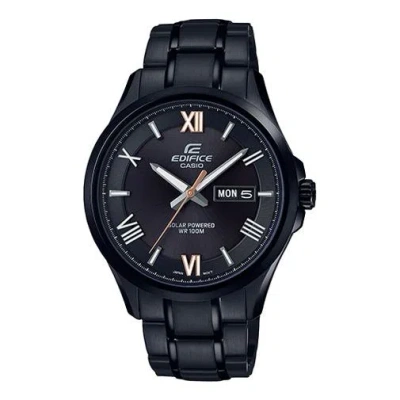 Casio Edifice Quartz Solar Powered Mens Black Analog/digital Combo