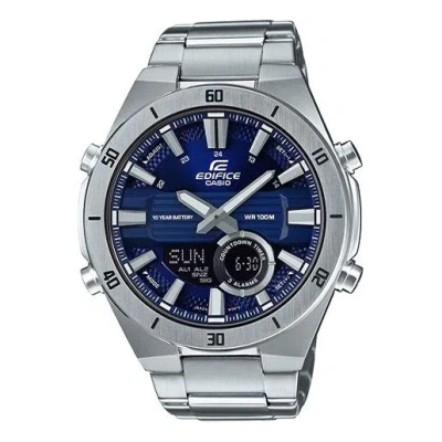 Casio Edifice Quartz Waterproof Blue Watch Dial Mens Blue Analog/digital Combo In Metallic
