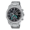 Casio Edifice Quartz Waterproof Sapphire Crystal Solar Powered Black Dialsilver Strap Mens Blacksilv
