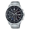 Casio Edifice Quartz Waterproof Solar Powered Stainless Steel Strap Mens Black Analog