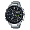 Casio Edifice Quartz Waterproof Solar Powered Stainless Steel Strap Mens Black Analog In Gray