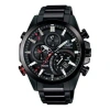 Casio Edifice Quartz Waterproof Solar Powered Stainless Steel Strap Sports Sapphire Crystal Mens Bla In Black