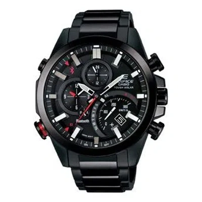 Casio Edifice Quartz Waterproof Solar Powered Stainless Steel Strap Sports Sapphire Crystal Mens Bla In Black