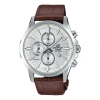 Casio Edifice Series Men'ses Silver/brown Sapphire Crystal Mens White Analog In Metallic