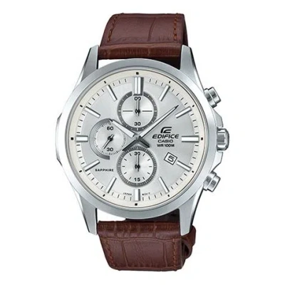 Casio Edifice Series Men'ses Silver/brown Sapphire Crystal Mens White Analog In Metallic