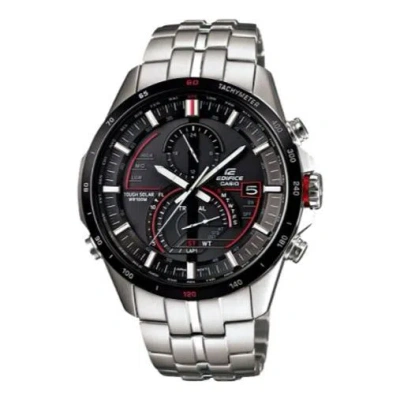 Casio Edifice Solar Powered Mens Black Analog In Metallic