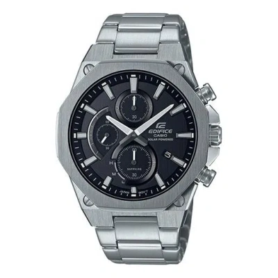 Casio Edifice Solar Powered Quartz Waterproof Sapphire Crystal Mens Silver Analog