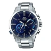 Casio Edifice Solar Powered Waterproof Sports Stainless Steel Strap Mens Blue Analog In Metallic