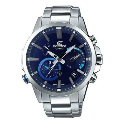 Casio Edifice Solar Powered Waterproof Sports Stainless Steel Strap Mens Blue Analog In Metallic