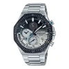 Casio Edifice Sports Solar Powered Waterproof Sapphire Crystal Black Dialsilver Strap Mens Blacksilv In Metallic