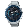 Casio Edifice Waterproof Analog-digital Watch 'silver Marine Blue' In Metallic