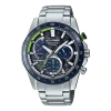 Casio Edifice Waterproof Sapphire Crystal Solar Powered Sports Mens Silver Analog In Metallic