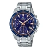Casio Edifice Waterproof Stainless Steel Strap Mens Blue Analog In Silver