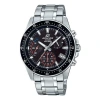 Casio Edifice Waterproof Stainless Steel Strap Mens Red Analog In Gray