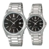 Casio Enticer&vintage Series Simplistic Casual Fashion Stainless Steel Couple Black Analog In Metallic