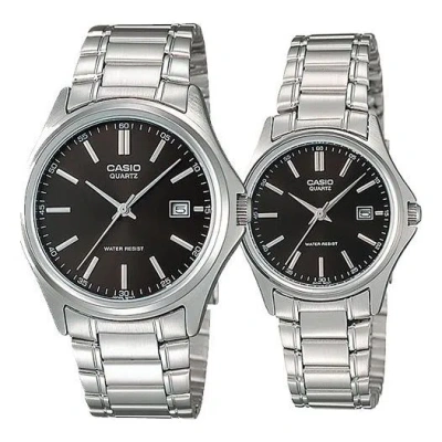 Casio Enticer&vintage Series Simplistic Casual Fashion Stainless Steel Couple Black Analog In Metallic