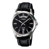 Casio Enticer Series Leather Strap Quartz Men's Mens Black Analog