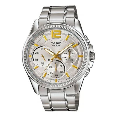 Casio Enticerseries Men'ses Quartz Waterproof Mens Silver Analog In Metallic