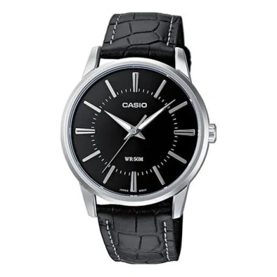 CASIO CASIO FASHION STYLISH BUSINESS LEATHER STRAP ANALOG WATCH 'BLACK SILVER'